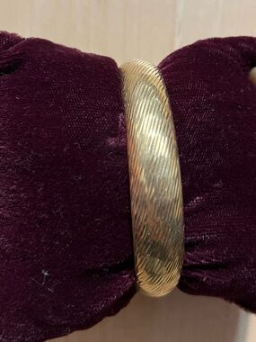 Vintage 925 Sterling Silver 14K Overlay Bangle Bracelet w Safety Catch